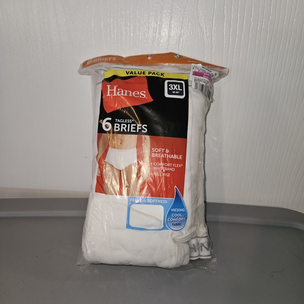 Hanes 6-Pack White Tagless Briefs 3XL